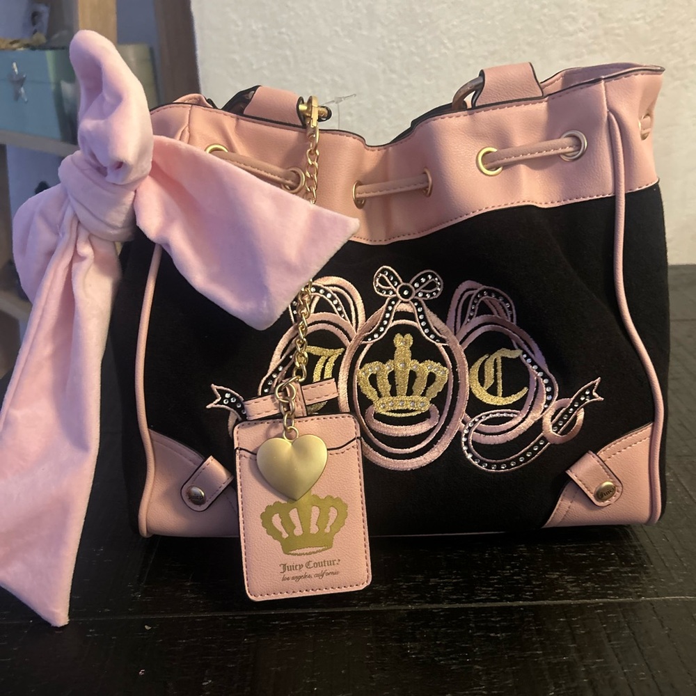 Juicy Couture Juicy Lovers Club Black Liquorice/Pink Tote Bag